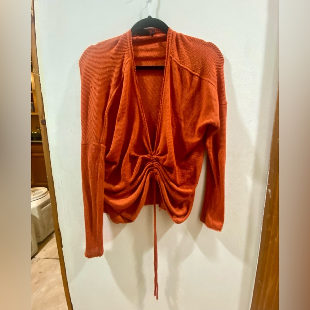 Urban Outfitters Out From Under Rust Thermal Waffle Knit Cinch Top Small Petite